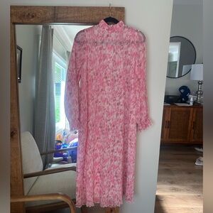 Ganni Pleated Georgette Midi Dress in Sweet Lilac